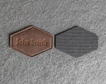 Hook Side Fastener Personalized Leather Patch | Custom w Logo, Text, Initials | Blank Leather Patches | Personalized Gift | Back to School