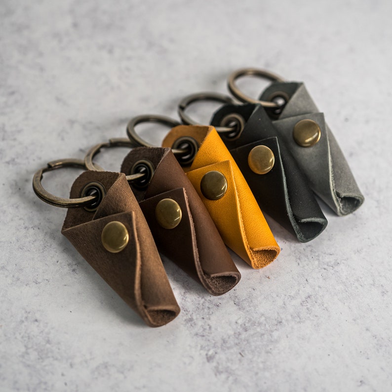 Personalized Leather Keychain Wrap Key Wrap Key Fob Customized with Initials/Name Motorcycle Key Holder Mother's Day Gift image 1
