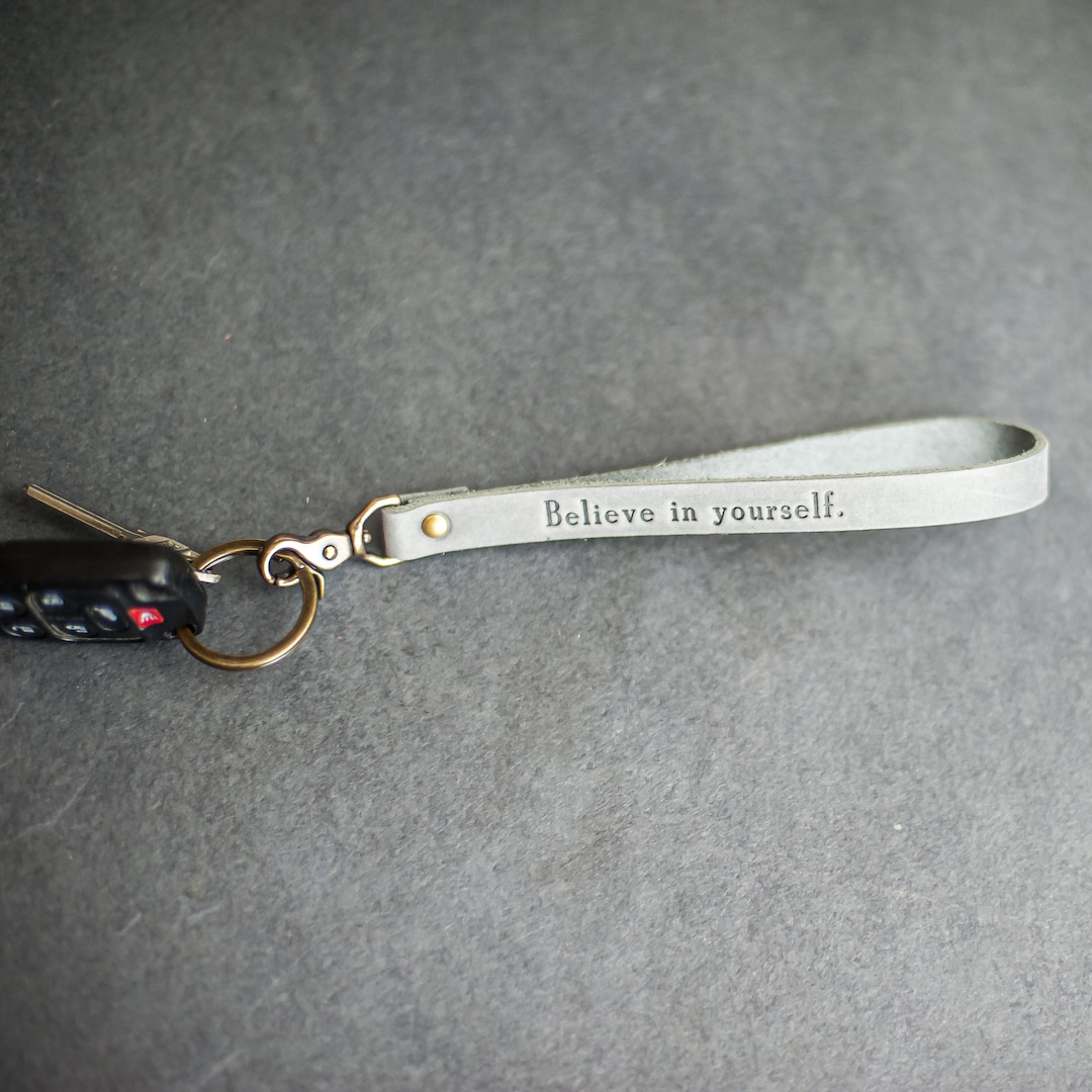 Personalized Leather Keychain Wristlet Custom Leather Key Fob Wristlet