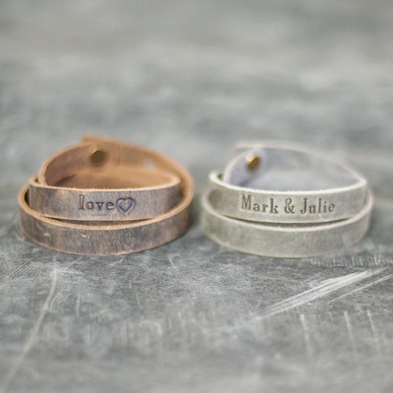 Personalized Leather Bracelet Long Leather Wrap Bracelet Etsy