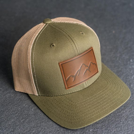 Mountain Range Hat | Leather Patch Trucker Style Hats for Men and