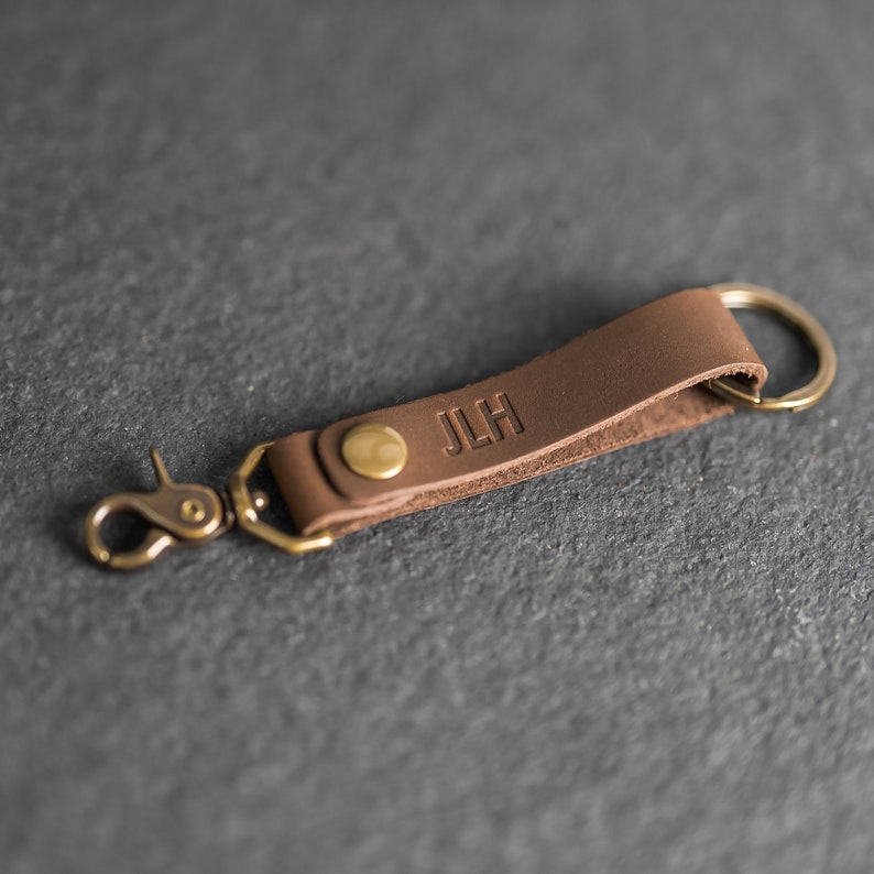 Personalized Leather Keychain Snap Closure With Keyring and - Etsy