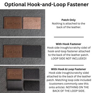 Bison Leather Patch |Optional Hook and Loop Fastener | 3" x 2" Rectangle | American Buffalo Patch for Backpacks, Jackets | Custom Gift image 4
