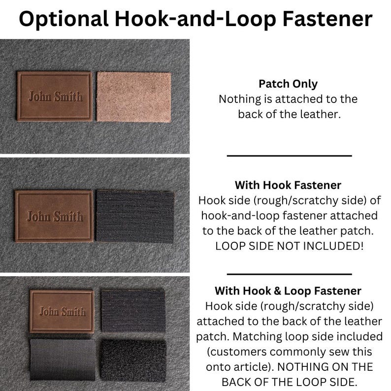 Bison Leather Patch |Optional Hook and Loop Fastener | 3" x 2" Rectangle | American Buffalo Patch for Backpacks, Jackets | Custom Gift image 4