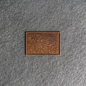 Floral Leather Patch Velcro Option 3 x 2 Rectangle Flower Design Patch for backpacks, and more Mother's Day Gift image 7