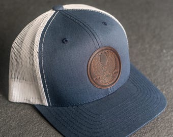 America’s 250th Anniversary Eagle Circle Leather Patch Trucker Hat - Limited Edition | High Quality Outdoor Gear | Father's Day Gift