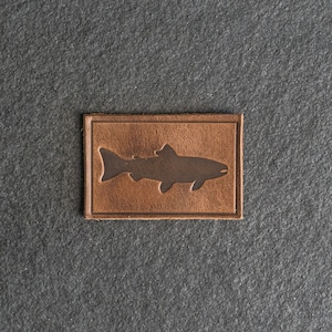 Fisch Stempel Aufnäher | Optional Haken Seitlicher Verschluss | 3 "x 2" Rechteck | Angeln Wandern Outdoor Patch für Rucksack, Jacke und mehr