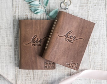 Personalized Leather Wedding Vow Book | His Vows or Her Vows Customized with Name and/or Date | Gift Ideas