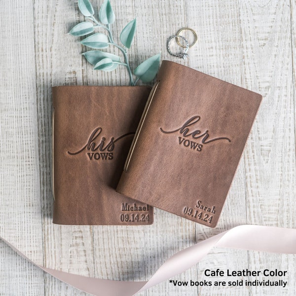 Personalized Leather Wedding Vow Book | His Vows or Her Vows Customized with Name and/or Date | Gift Ideas