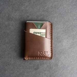 Tarjetero de cuero personalizado / Cartera minimalista / Cartera pequeña para hombre o mujer / Hecha a mano / Regalo personalizado / Día del Padre