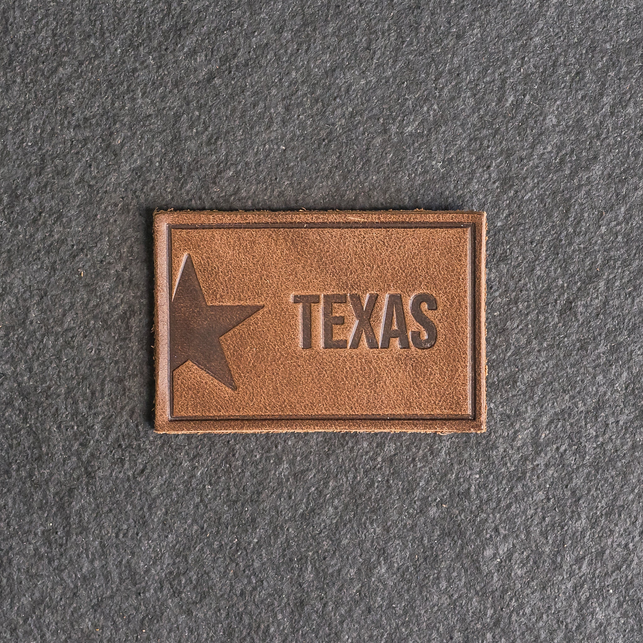 Texas Leather Patch | Optional Hook and Loop Fastener|3" x 2" Rectangle|Texas License Plate Patch for Backpacks, Jackets, & more| Gift Ideas