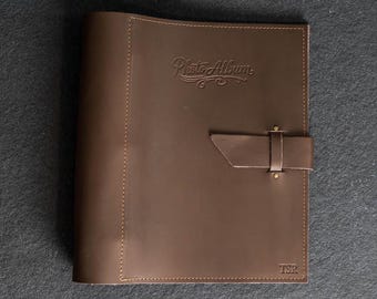 Personalized Leather 3-Ring Photo Album with Photo Sleeves Included
