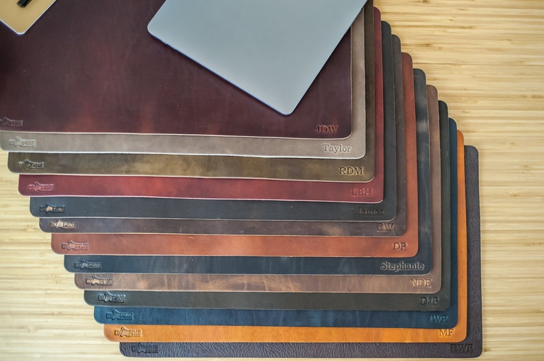 Tapis De Bureau Cuir Véritable - Set 2 Pièces XXL - Noir - Fabrication Italienne - Antidérapant