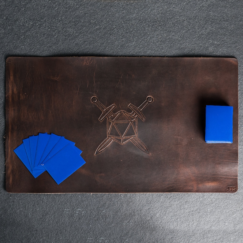 Leather Gaming Playmat With Personalization Design Stamp Etsy