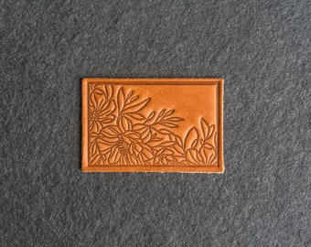 Floral Leather Patch | Velcro Option | 3" x 2" Rectangle | Flower Design Patch for backpacks, and more | Mother's Day Gift