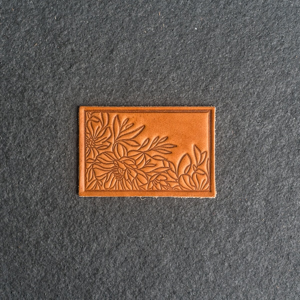 Lederaufnäher mit Blumenmuster | Optionaler Klettverschluss | 7,6 x 5,1 cm Rechteck | Aufnäher mit Blumenmotiv für Rucksäcke | Individuelles Geschenk