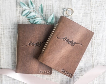 Personalized Leather Wedding Vow Book | Vows Customized w/ Name and/or Date | Wedding Ceremony Keepsake | Mother's Day Gift