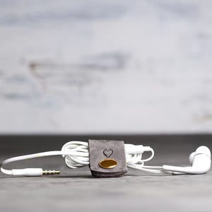 Personalized Small Leather Cord Wraps | Headphone Holder | Cable Organizer | Tech Gift | Desk Accessory | Custom Gift image 10