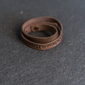 Trust in the Lord Leather Bracelet | 2022 Youth Theme | Young Women Gift | LDS Youth Scripture | Proverbs 3 | Custom Gift|
