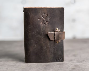 Refillable Leather Adventure Journal w/ Buckle Closure | Personalized Travel Notebook Gift | 4x6, 5x7, 6x8 | Gift Ideas