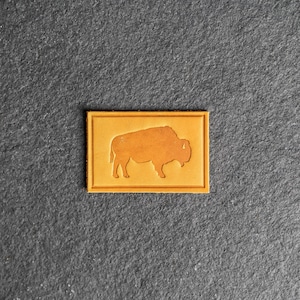 Bison Leather Patch Velcro Option 3 x 2 Rectangle American Buffalo Patch for Backpacks / Jackets Mother's Day Gift image 9