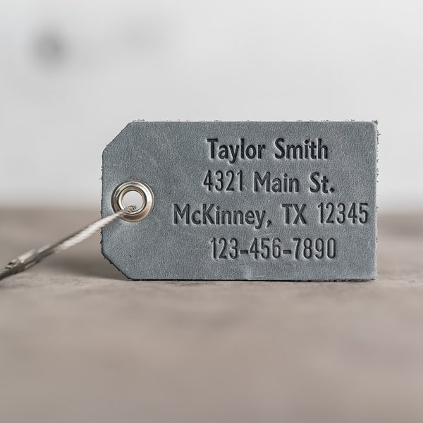 Personalized Leather Luggage Tags | Custom Bag Tag for Him and Her | Initials, Name, Address, Phone | Mother's Day Gift