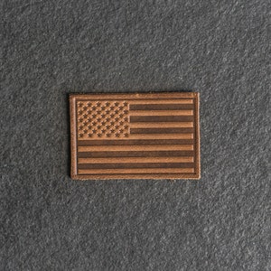 American Flag Leather Patch Velcro Option 3 x 2 Rectangle Made in the USA For Backpacks and Jackets Mother's Day Gift Cafe