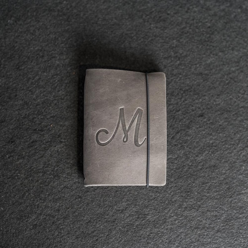 REFILLABLE Personalized Leather Pocket Journal with Elastic Closure | Professional Small Notebook | Custom Gift image 10