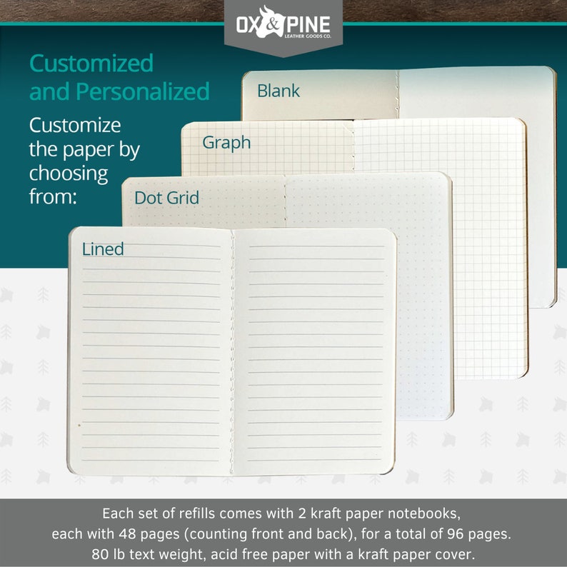 Refillable Pocket Journal Insert Refills 96 Pages Archival Etsy