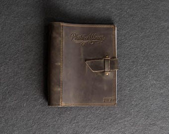 Personalized Leather 3-Ring Mini Photo Album with Photo Sleeves Included