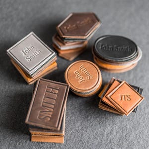 Gepersonaliseerde leren patch | Aangepast met logo, tekst of initialen | Blanco patches | Rechthoek, cirkel, diamant, zeshoek, ovaal | Aangepast cadeau
