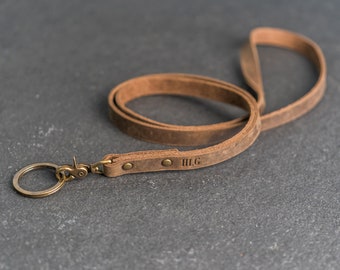 Personalized Leather Lanyard | Badge Holder | Id Keychain Necklace with Swivel Clip | Mother's Day Gift  | Short or Long