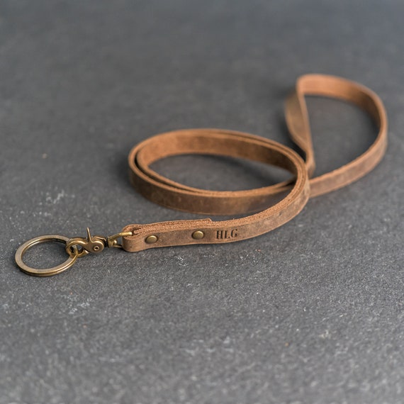 Personalized Leather Lanyard Badge Holder Id Keychain Necklace With Swivel  Clip Gift Ideas Short or Long 