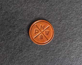 PNW Stamp Leather Magnet