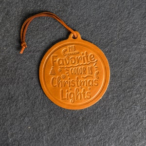 Favorite Color Circle Shape Leather Christmas Ornament | Stocking Tags | 2024 Texas Christmas Decorations | Teacher Gifts | Christmas Gift