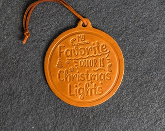 Favorite Color Circle Shape Leather Christmas Ornament | Stocking Tags | 2023 Texas Christmas Decorations | Teacher Gifts | Mother's Day