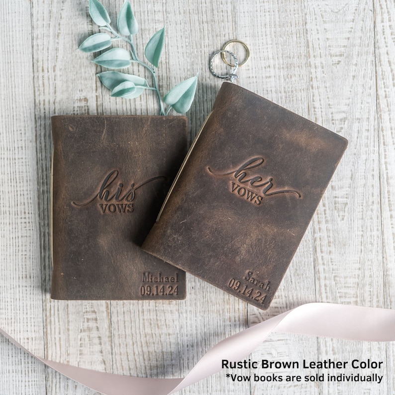 Personalized Leather Wedding Vow Book His Vows or Her Vows Customized with Name and/or Date Mother's Day Gift image 6