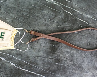 Personalized Leather Face Mask Lanyard | Mask Necklace | Face Mask Strap with Clips | Mother's Day Gift