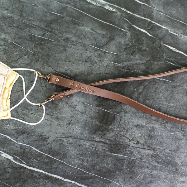 Personalized Leather Face Mask Lanyard | Mask Necklace | Face Mask Strap with Clips | Mother's Day Gift