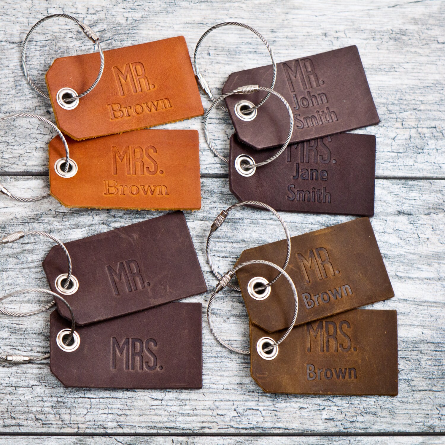 Mr. and Mrs. Personalized Custom Leather Luggage Tags Set of 2 Etsy