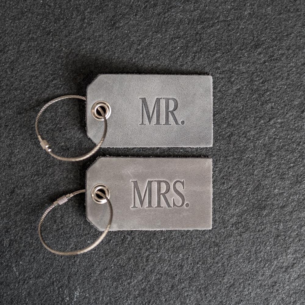 Mr & mrs luggage tag set on sale