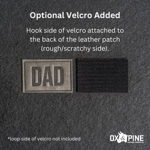 DAD Leather Patch Velcro Option 3 x 2 Rectangle New Dad Patch for backpacks, jackets, and more Father's Day Gift Rustic Gray