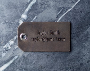 Personalized Leather Luggage Tags | Custom Bag Tag for Him and Her | Gift Ideas | Initials, Name, Address, Phone