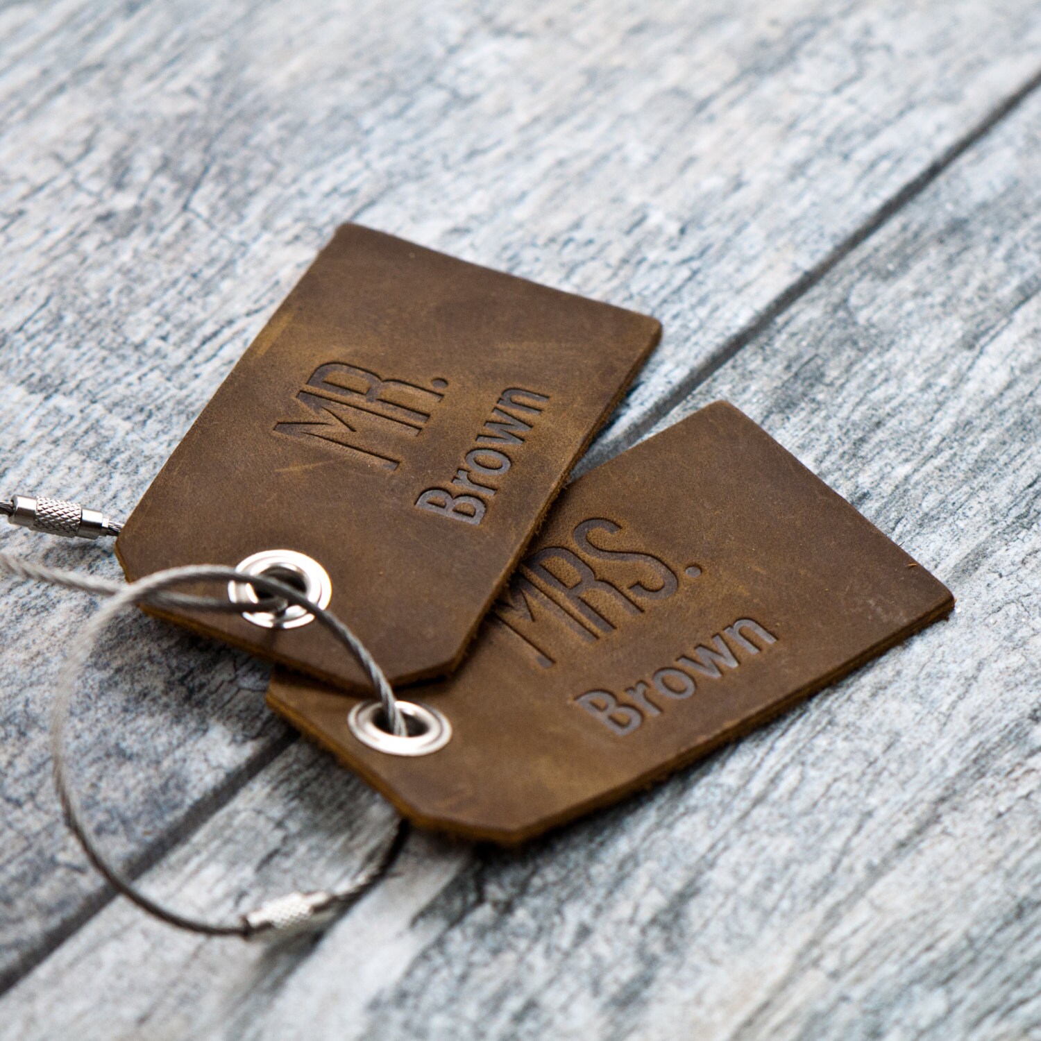Mr. and Mrs. Personalized Custom Leather Luggage Tags Set of 2 Etsy