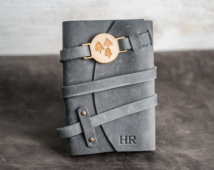 Refillable Leather Adventure Journal w/ Wrap Closure | Personalized Travel Notebook Gift | 4x6 | Small Handmade Sketchbook|Custom Gift