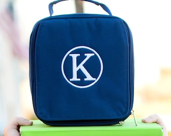 Navy Monogrammed Backpack and Lunch Bag Set