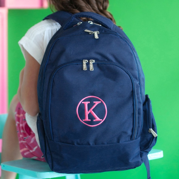 Navy Back to School Collection. Navy Backpack. Monogram Backpack. Monogrammed Backpack. Monogrammed Lunch Bag. Monogram Lunch Box