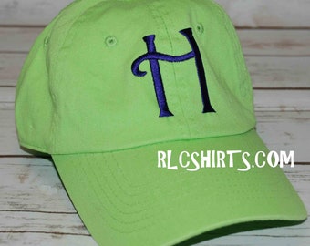 Lime Green monogrammed ball cap. Monogram hat. Lime Green hat. Personalized ball cap. Monogrammed Cap. Lime Green Ball Cap. Monogram Hat.