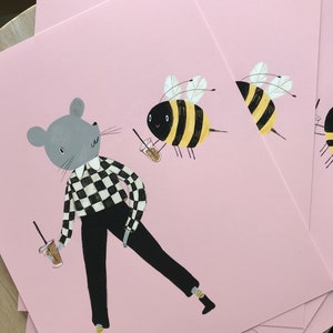 Bee&Mouse illustration giclee print 8inx10in