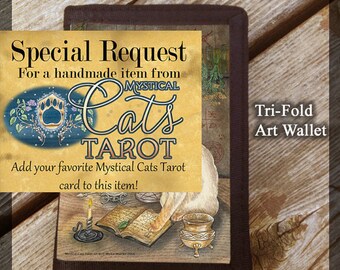 Special Request Mystical Cats Tarot Black TriFold Wallet